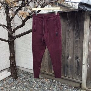 Youngla Mens Small Burgundy The Perfect Jogger Sweatpants Zipper Ankle Pants